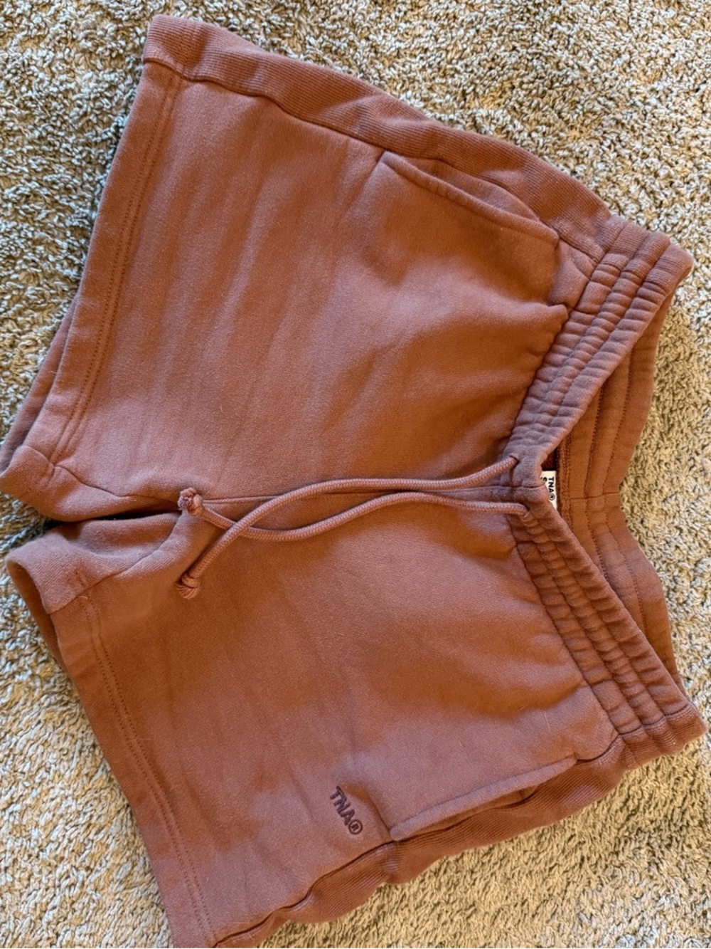 TNA Womens Rose Brown Drawstring Lounge Shorts